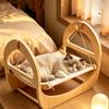 Wooden Feline Swing Bed Curved Frame Suspended Feline Sling Bed Rounded Corners