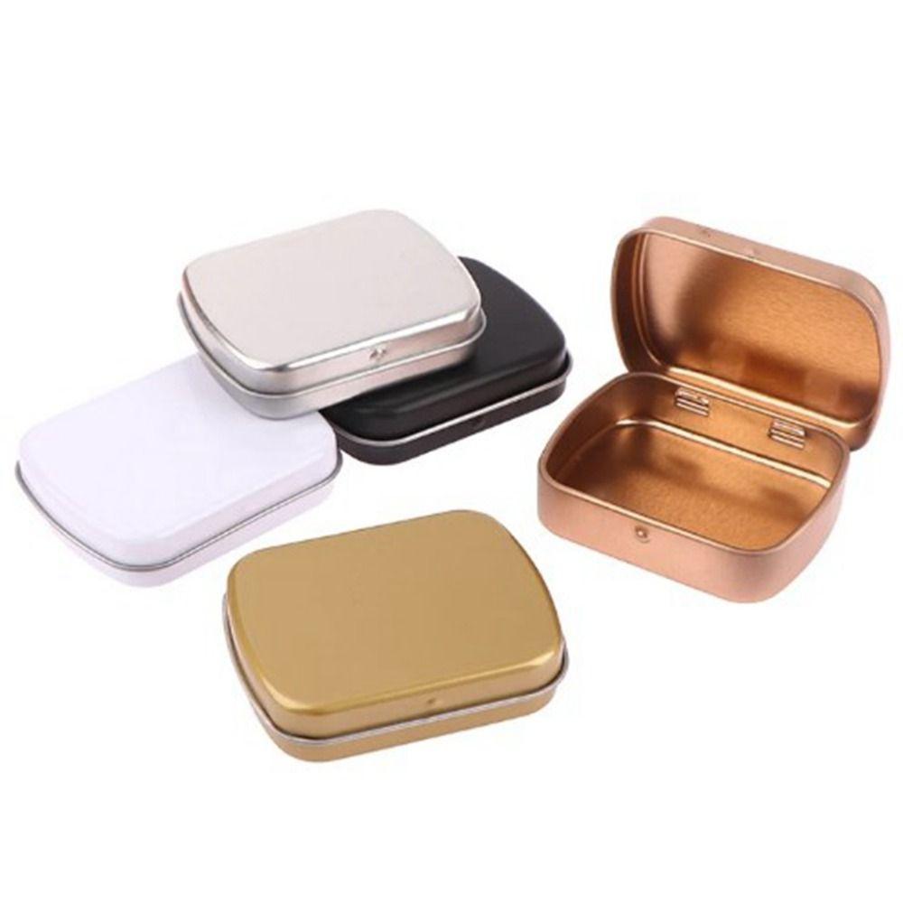 With Lid Rectangular Candy Box Sealed Mini Pill Case Portable Flip-top Iron Box Storage Box