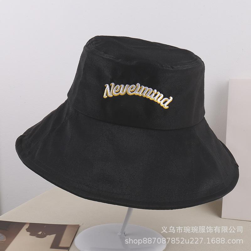 Letter embroidered fisherman hat women outdoor eaves sunshade sun hat leisure beach vacation sun hat