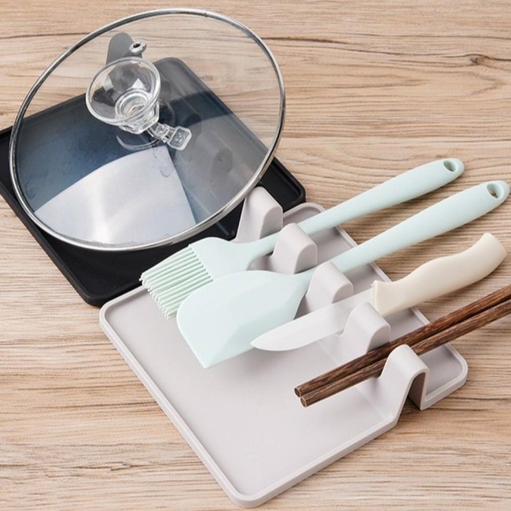 Silicone Kitchen Utensil Rack Non-Slip Spoon Shelf Utensil Holder Pot Lid Rack Cooking Station