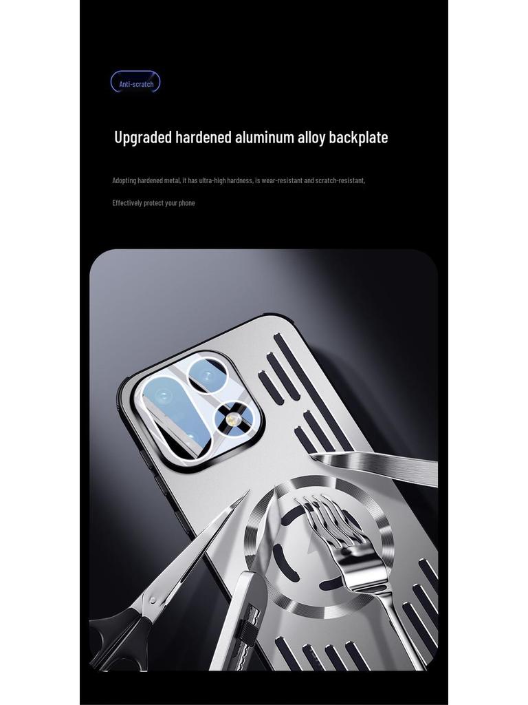 Противоударный чехол-подушка для OnePlus 15: Ледяной алюминий, Магнитное рассеивание тепла, Матовый металл, Легкий.