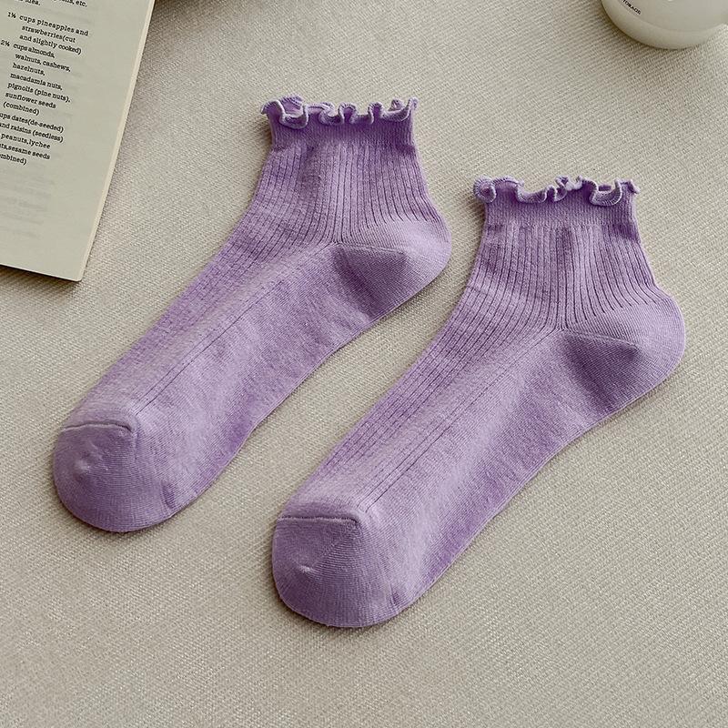 Female Spring and Summer Thin Style Draw A Mesh Lovely Cream Ear Ear Side In The Tube Socks