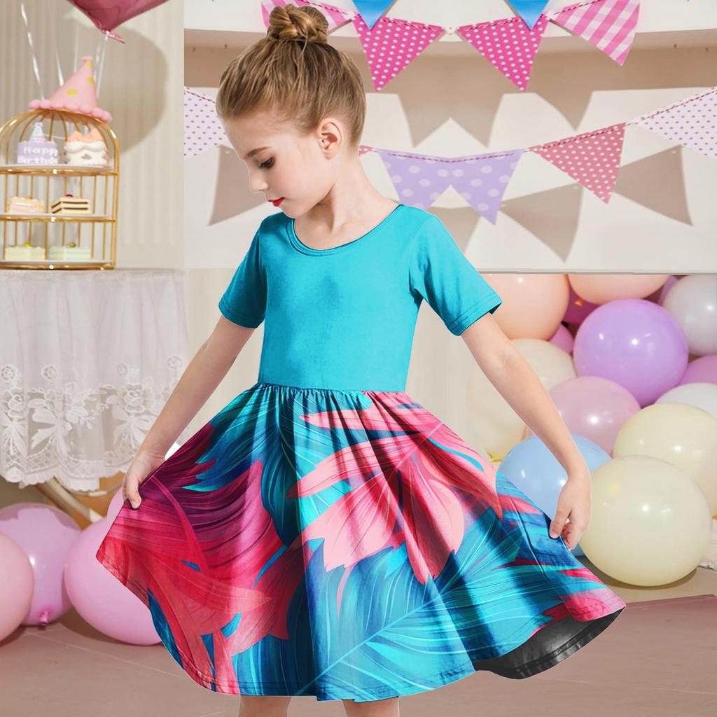 Летнее платье для девочек, платье для малышей, однотонное повседневное платье-футболка с коротким рукавом А-силуэта