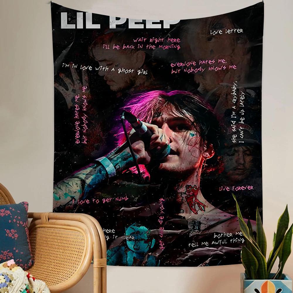 Певец Lil Peep Гобелен Искусство Печать Искусство Научная Фантастика Комната Домашний Декор Домашний Декор