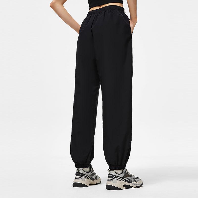 Li-Ning Color Block Tapered Woven Knit Sports Pants Women Bottoms Black AYKU036-3