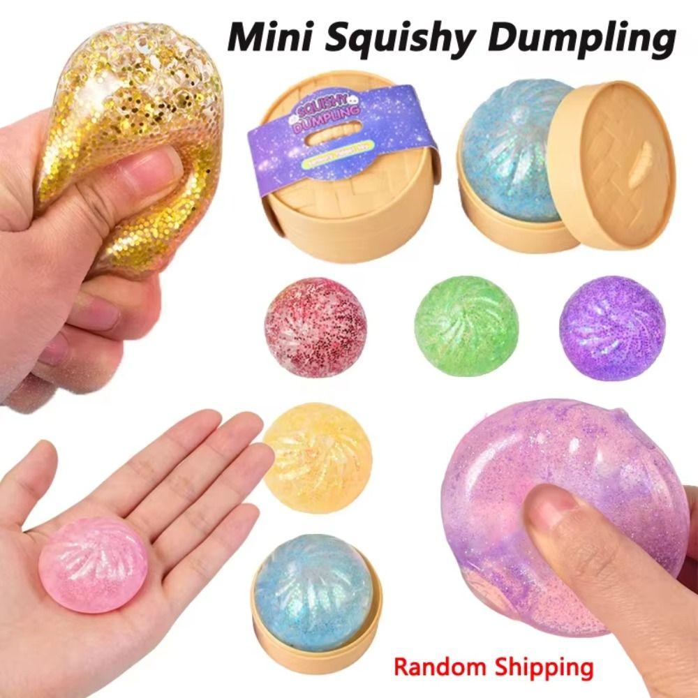 Mini Glitter Dumpling Squishy Toys Realistic Bun Sensory Fidget Ball Squishy Dumpling Kids Adults