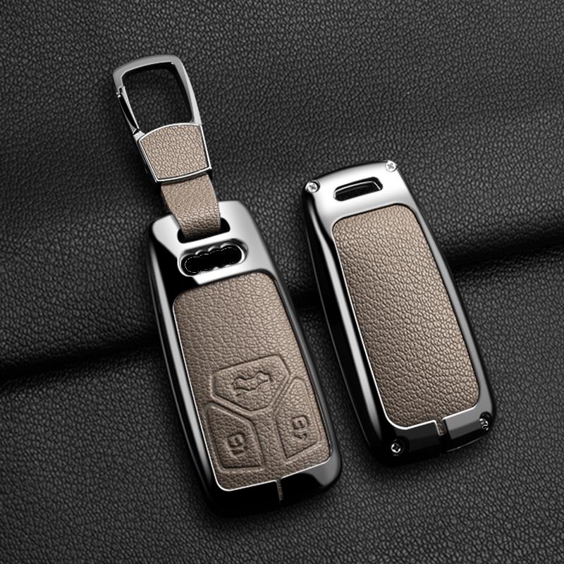 Чехол для ключей из цинкового сплава и кожи для A5 A6 A7 A8 A4 RS3 RS4 SLINE Q3 Q5 Q7 Q8 B6 B7 B8, декоративная накладка