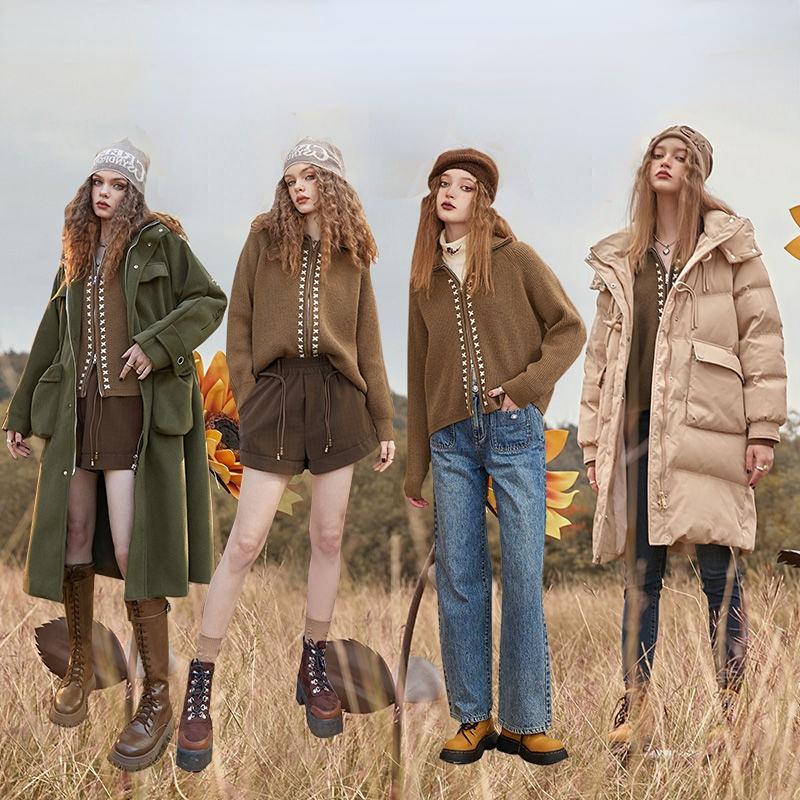 Лацкан кофейного цвета с застежкой-молнией свитер кардиган осень и зима новый винтажный короткий пальто женщина