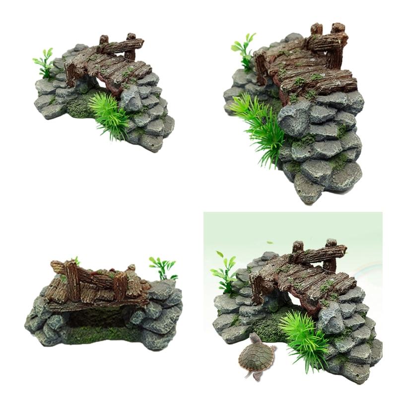 Realistic Bridge Resin Simulation Aquarium Ornaments Fish Tanks Aquarium Plant Turtle Basking Climbing Platform Supplies