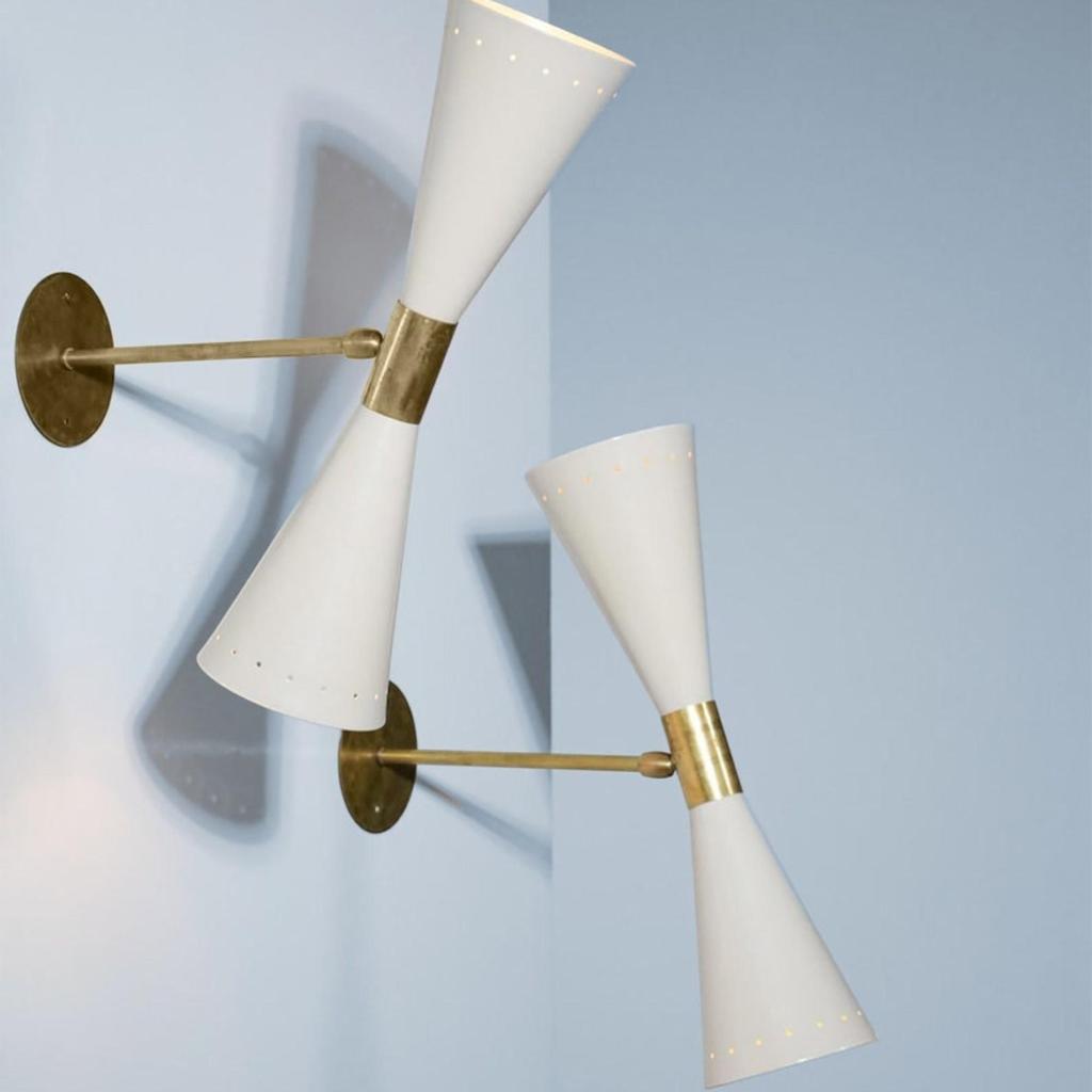 Настенный светильник Diabolos "Tuba", бра из латуни середины века в стиле Stilnovo, ручная работа, итальянские современные бра (Набор из 2)
