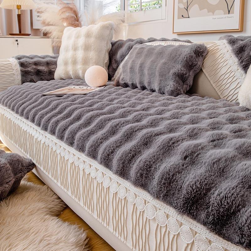 Высококачественная толстая плюшевая подушка для дивана в виде облака, волнистые полоски, плюшевый противоскользящий зимний мягкий чехол для дивана, коврик для кресла, домашний декор