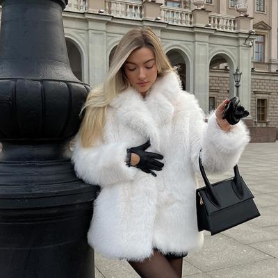 Осень-зима новое женское пальто из искусственного меха средней длины, однотонное, теплое, ветрозащитное