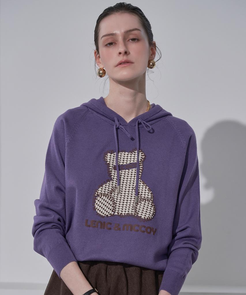LENIC&MCCOY Толстовка с вышивкой в виде медведя Bearbrick Knit Hoodie Ml12Kn001Fjy