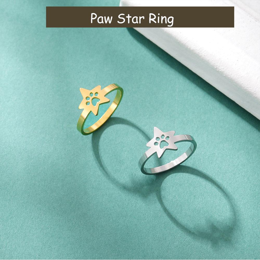 Cazador Cat Dog Footprint Paw Star Rings for Women Stainless Steel Gold Color Animal Finger Ring Jewelry Christmas Gift 2026
