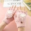 Flip Cover Half Finger Gloves Soft Plus Winter Mittens  Children's Handwriting