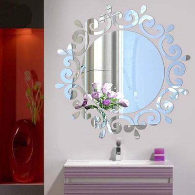 DIY 3D наклейки на стену зеркало ванная комната наклейка акриловое украшение дома серебро