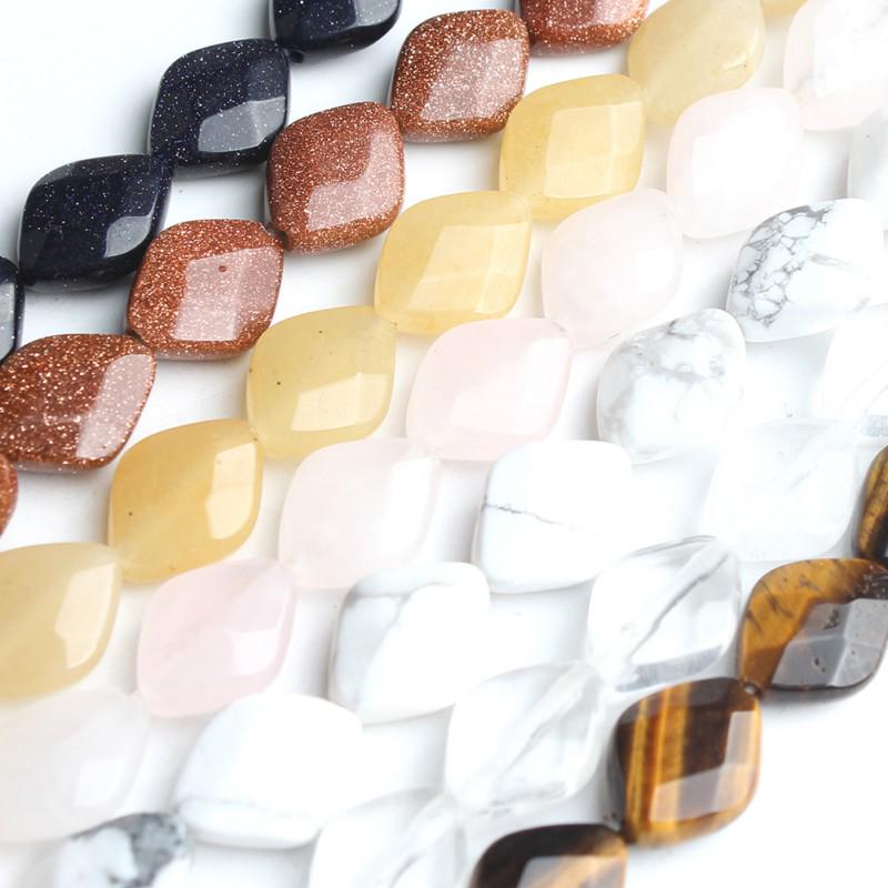 10x13 мм натуральный граненый камень ромбовидные бусины для изготовления ювелирных изделий DIY браслет 16 шт. бусины