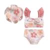 Toddler Baby Girls Summer Swimsuit Floral Print Fly Sleeve Tankini Tops Swim Shorts Swim Cap 3 Pieces Bathing Suit Beach Bikini