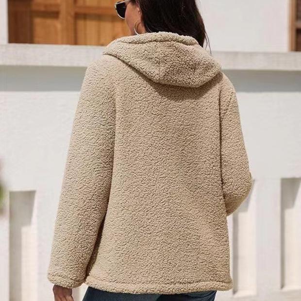 Autumn and Winter Women's Plus Size Fur Coat Loose Casual Double-sided Velvet Hooded Short Jacket