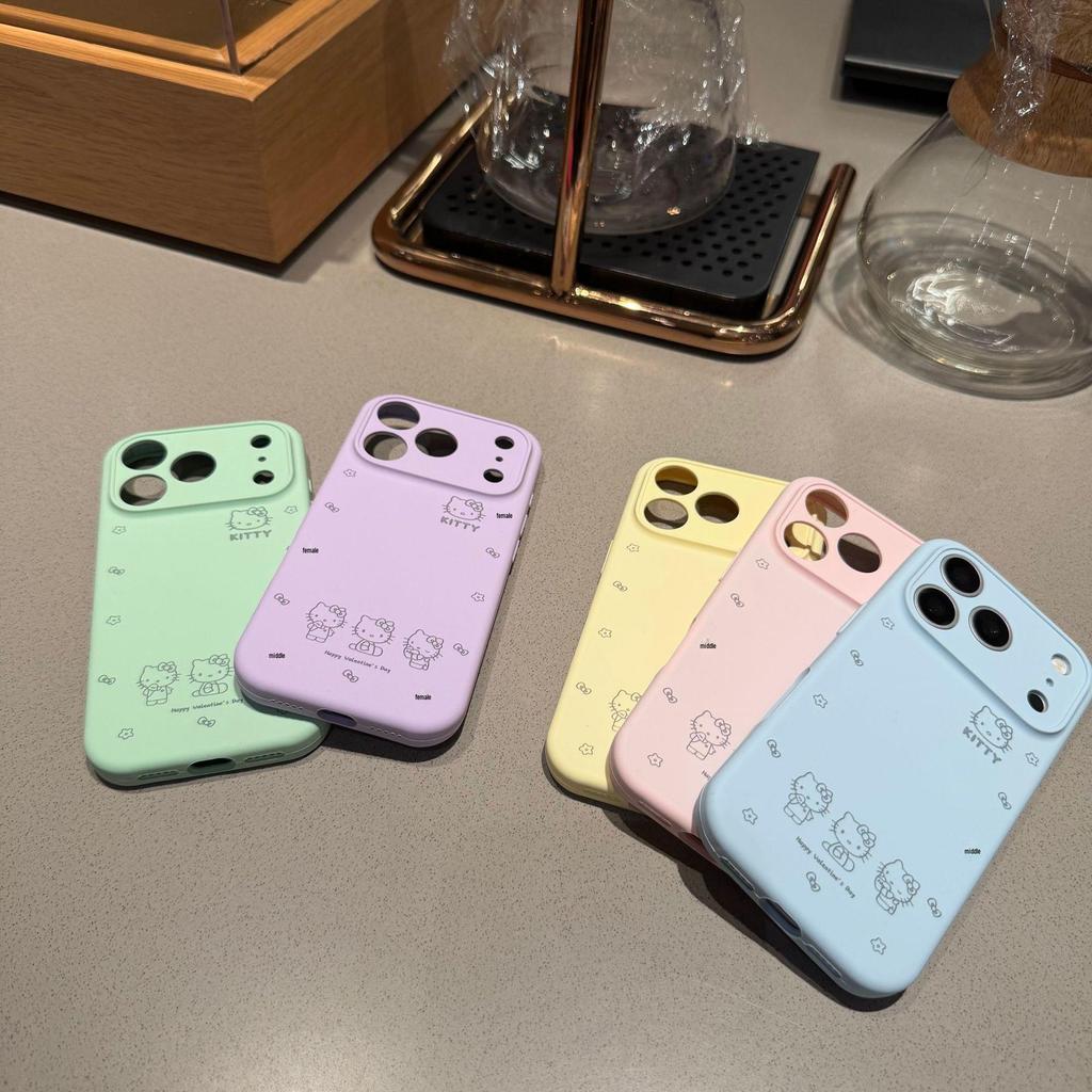 Чехол из жидкого силикона с милым котенком KT для iPhone 17 Pro Max - Полное покрытие, Защита от падений.