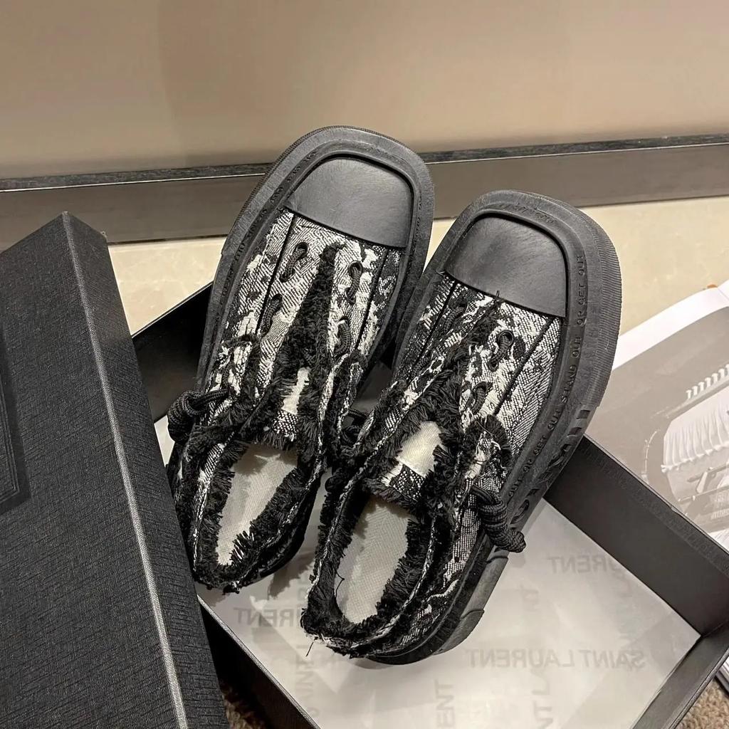 Тенденции 2024 года Корейская парусиновая обувь для женщин Женская обувь на шнуровке Эстетическая легкая дизайнерская роскошная повседневная обувь Новые предложения AH