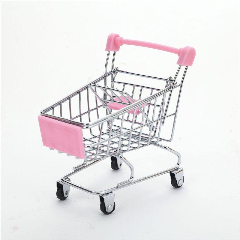 Delightful Mini Metal Shopping Trolley And Multi-functional Basket Toy For Engaging Kids Role Play