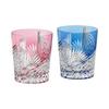 Kagami Crystal Pair of Rock Red and Edo Kiriko with Crane (Kagami) Glasses, Blue, 280cc, Crest, TPS9852-2783AB