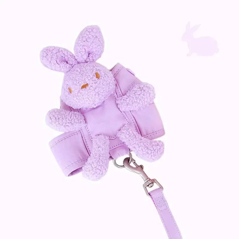 Cute Plush Bunny Chest Strap Vest Dog Traction Rope Walking Dog Rope Dog Chain Strap Puppy Small Dog Cat Supplies Dog Collar