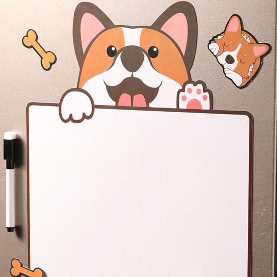 Магнитная доска для сообщений на холодильник с 8 маркерами, мультяшная собака