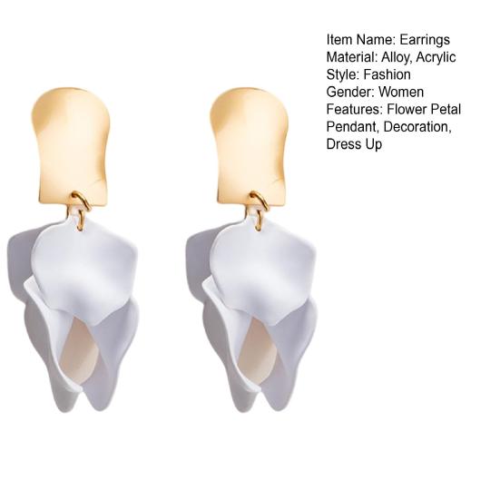 Stylish Drop Earrings Geometric Decoration Accessory Fashion Women Flower Petal Dangle