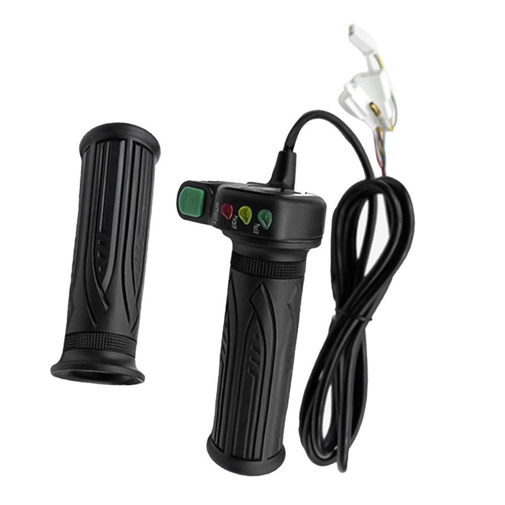 Black Electric Bike Throttle Grip 3 LED Battery Lights E-Bike Speed Throttle E-Bike Speed Control