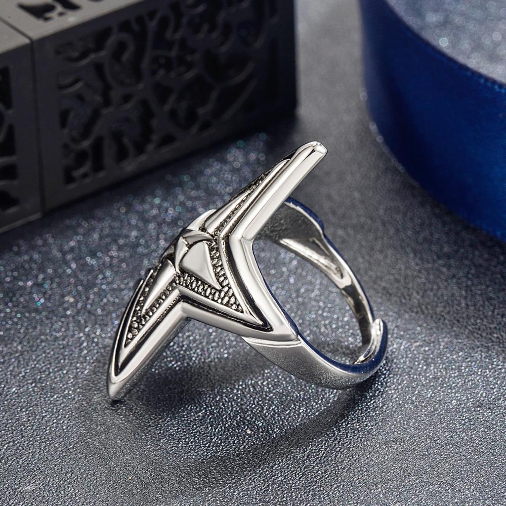S925 Silver Ring Thai Silver Black Double Layer Overlapping Five-pointed Star Open Ring Punk Retro Men's Trendy Star Rock Ring