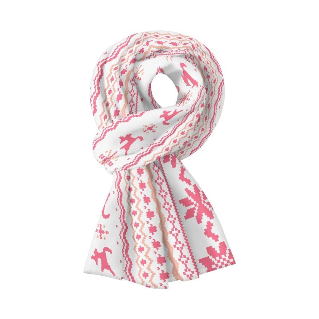 Розовый флисовый шарф с рождественским узором для девочек