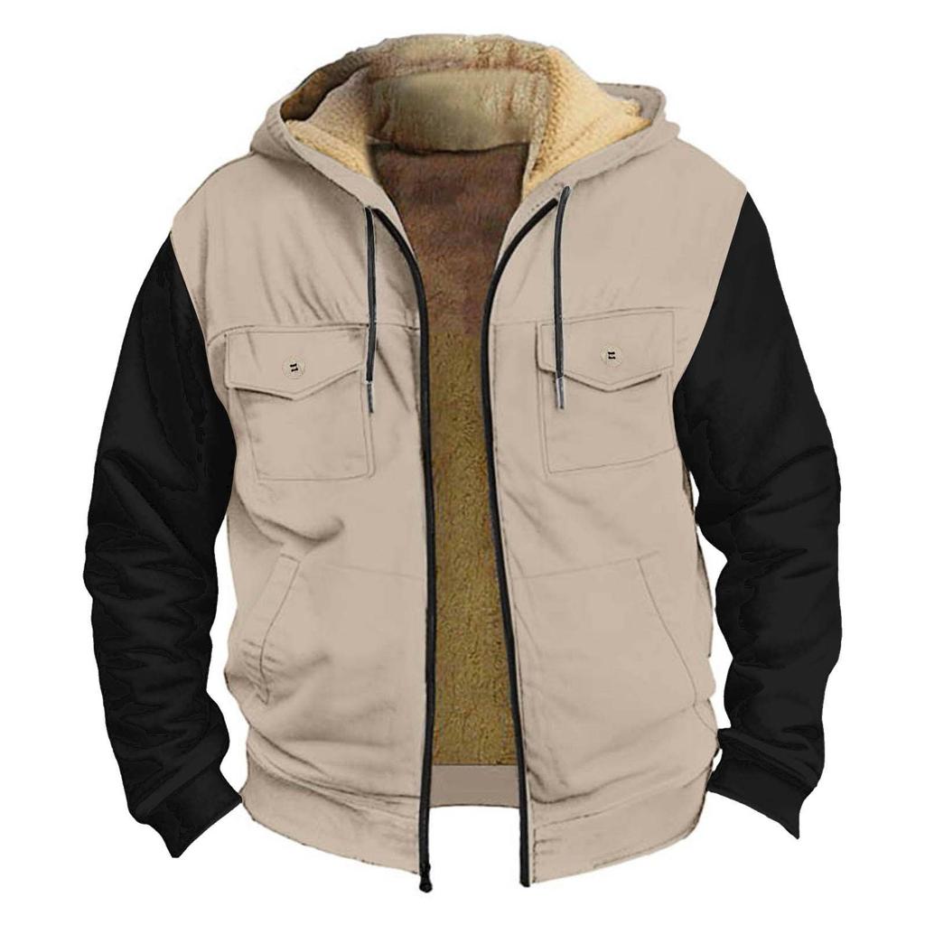 Men's Thickened Button Double Pocket Jacket With Pocket Insert Cotton Jacket