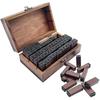 70 PCS Vintage Wooden Rubber Number Alphabet Combination Letter Wood Rubber Stamp Set with Vintage Wooden Box Gift