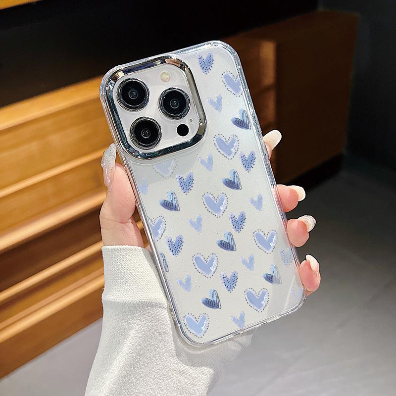 Милый маленький принт в виде сердечек для iPhone 16, 15 Pro Max, 14, 13, 12 Pro, 11, защитный прозрачный противоударный чехол для телефона