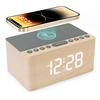 ANJANK Деревянный Будильник с Bluetooth, FM, Беспроводной Зарядкой USB, Спящим Режимом, Цифровым Светодиодным Дисплеем, Стильный Настольный Часы для или Настольной Поверхности, Динамик, Радио, Зарядное Устройство,