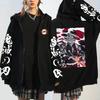 Hot Anime Demon Slayer Kamado Tanjirou Cool Print Hooded Men Women Manga Zipper Hoodies Oversized Sweatshirt Harajuku Zip Jacket