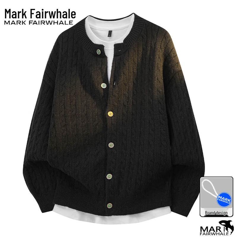 Mark Fairwhale Мужской осенне-зимний однотонный вязаный кардиган-свитер с круглым вырезом