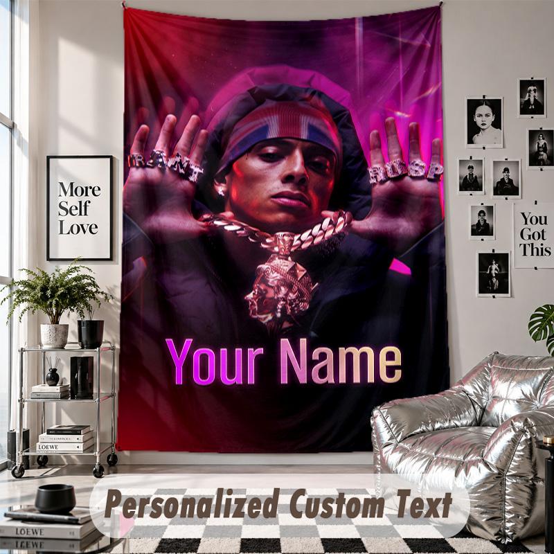 Wall Hanging Tapestry With Custom Name & Text, Central Cee Decorative Tapestry For Bedroom