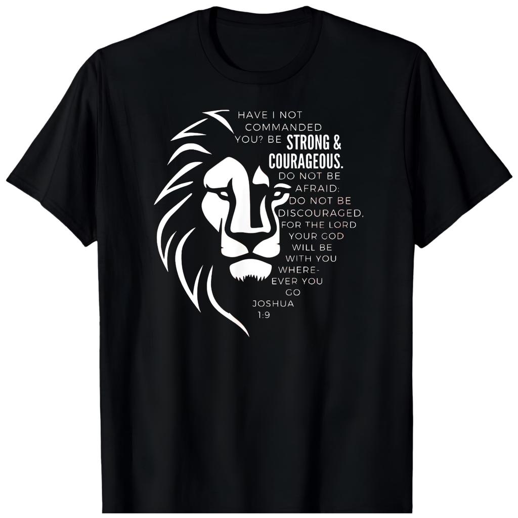 Strong & Courageous Joshua LION BLACK T-Shirt 1807