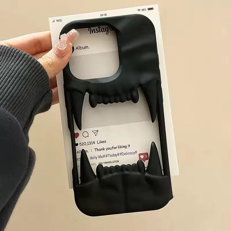 3D плиссированный полый матовый чехол с изображением тигрового зуба для iPhone 16 15 14 Plus 13 12 11 Pro Max, противоударный защитный чехол с рассеиванием тепла