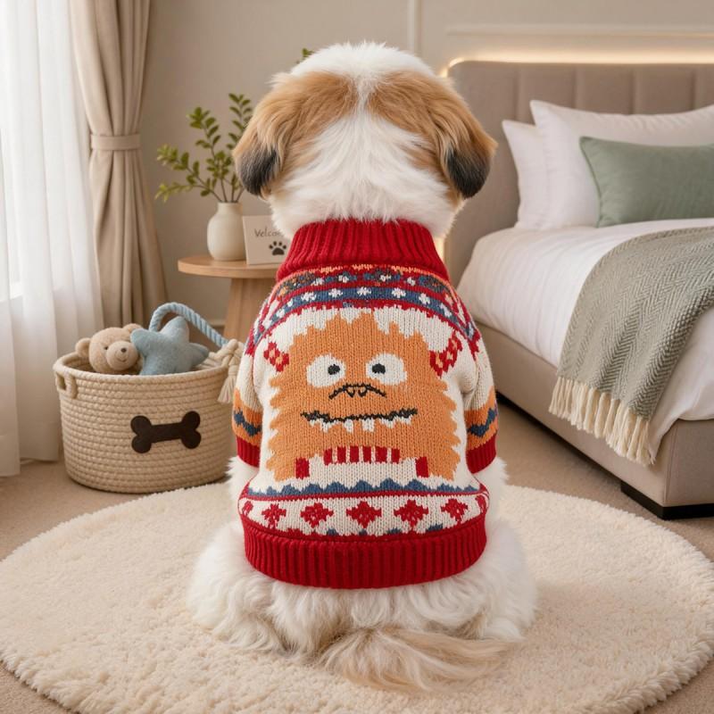 Pet Sweater Small Dogs Lightweight Breathable Knit Pullover Forest Bear Design
