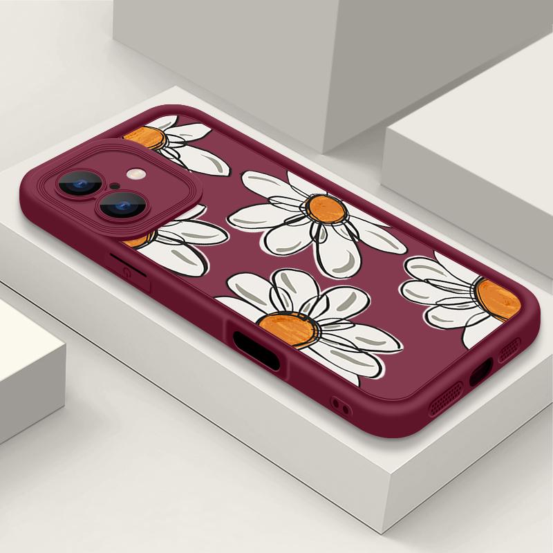 Ударопрочный чехол с цветочным узором для iPhone 16 Pro Max 15 14 Pro 13 12 11 XS XR 8 7 силиконовый матовый противоударный мягкий бампер из ТПУ