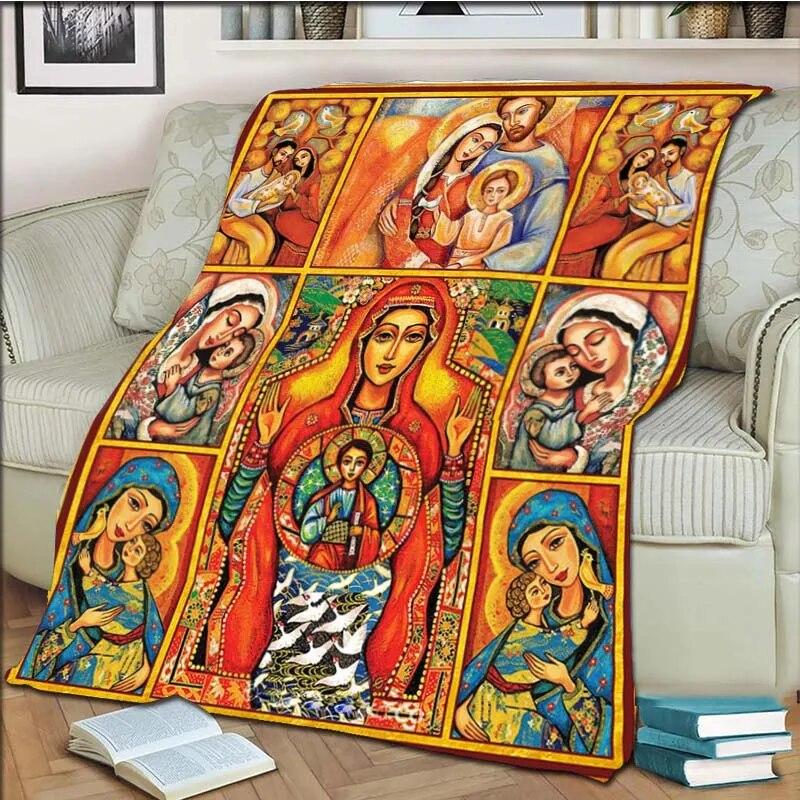 Одеяло с Девой Марией и Иисусом для офиса, дома, пешего туризма, пикника, толстое одеяло, модное покрывало, фланелевое одеяло, пледы