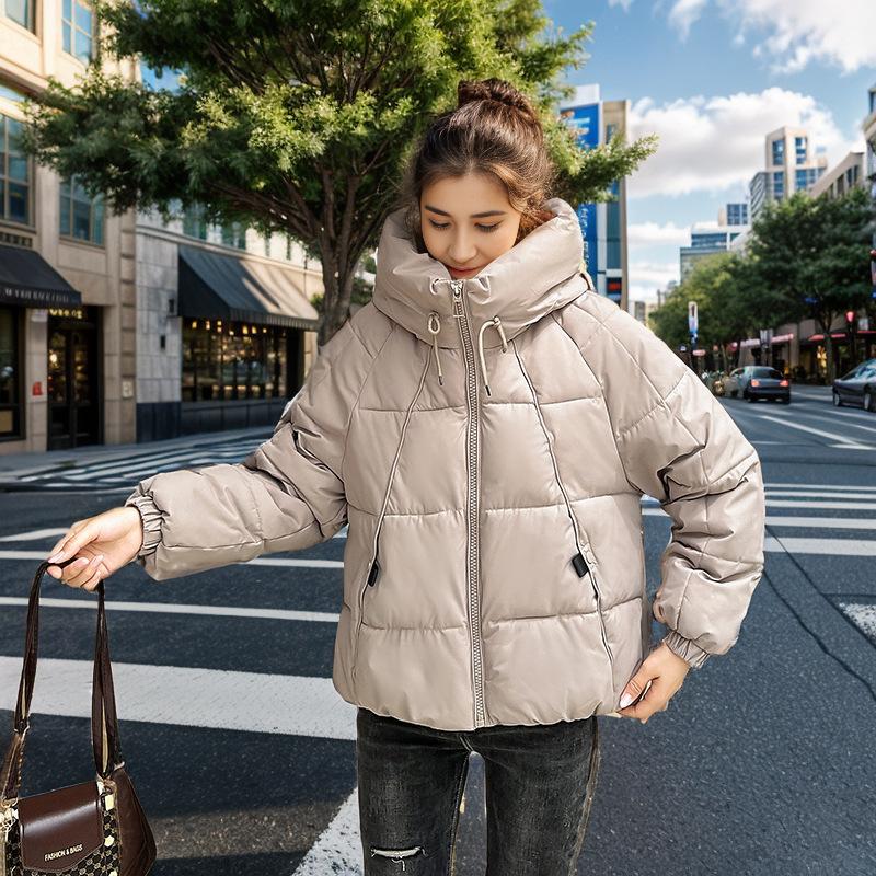 Пуховая хлопковая одежда женская короткая зимняя с капюшоном свободная утолщенная хлебная одежда хлопковая одежда женское пальто
