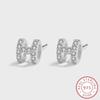 Classic Letter H Full Diamond Stud Earring For Women Irregular Circle Geometric Original Sterling Silver Engagement Gift Jewelry
