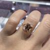 Womens European and American 18k Rose Gold Inlaid with Pink Crystal Rectangular Engagement Banquet Ring