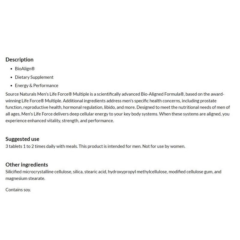 Source Naturals Mens Life Force Multiple 180 таблеток, 90 таблеток, 1 шт.