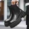 Мужская роскошная модная сценическая обувь для ночного клуба высокие челси ботинки черные трендовые оригинальные кожаные туфли ковбойские ботинки на платформе крутые ботильоны боты